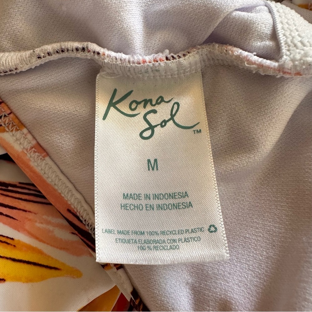 Kona Sol One Piece Swimsuit Womens Size Medium White Floral Swimsuit Adjustable - Picture 10 of 15